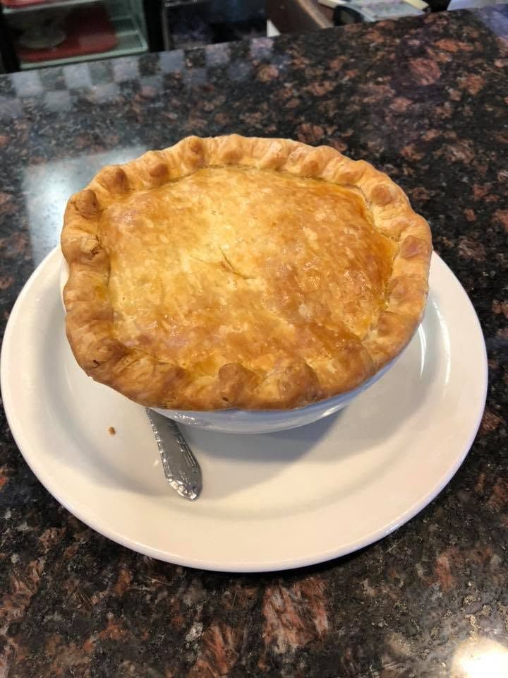 A golden, flaky homemade chicken pot pie